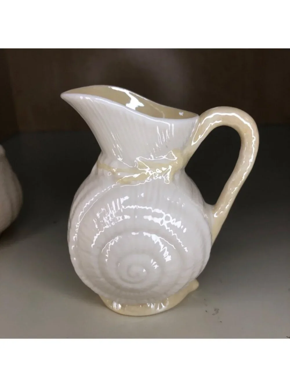 Belleek Shell-Shaped Ceramic Creamer & Sugar Bowl Set